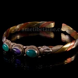 BRD260 Bracelet Tibétain Métal Argenté Cuivre Laiton – Image 2