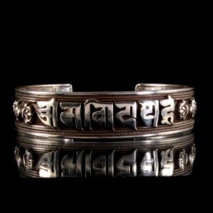 BRA39 Bracelet Tibétain Argent Massif Mantra Bouddhiste – Image 6
