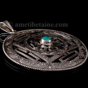 PA311 Pendentif Argent Massif Mandala Turquoise – Image 5