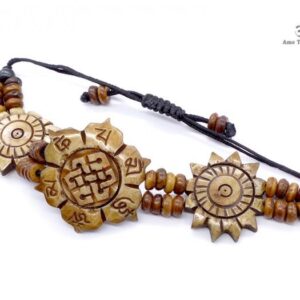 BRD417 Bracelet Tibétain Os de Buffle Noeud Sans Fin Mantra – Image 3