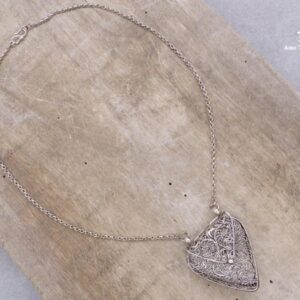 CA11 Collier Tibétain Argent Massif Turquoise Filigranes – Image 4