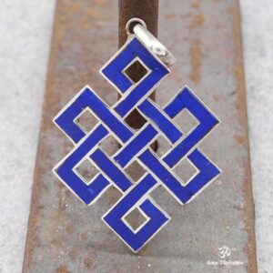 PA59 Pendentif Argent Massif Nœud Sans Fin Signes Auspicieux Lapis Lazuli – Image 3