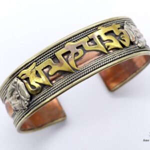 BRD302 Bracelet Tibétain Métal Argenté Cuivre Laiton Mantra – Image 4