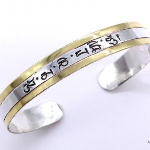 BRA87. Bracelet Tibétain Argent Massif Laiton Mantra Bouddhiste – Image 1