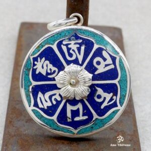 PA95 Pendentif Argent Massif Mantra Tibétain Om Mani Padme Hum – Image 4