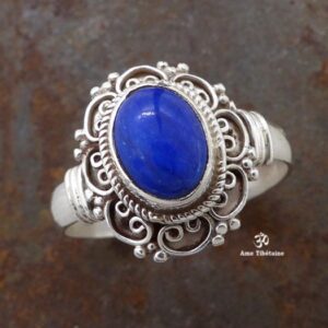 BA196 Bague Tibétaine Argent Massif Lapis Lazuli. Taille 60 – Image 1