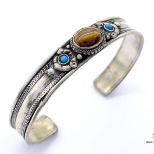 BRD354 Bracelet Tibétain Métal Argenté – Image 4