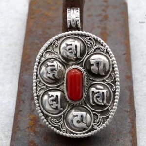 PA390 Pendentif Argent Massif Ghau Mantra Tibétain – Image 1