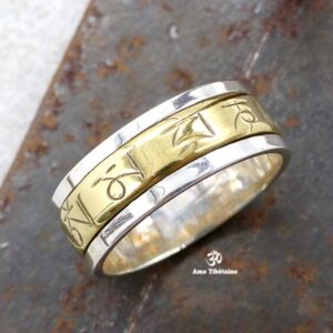 BA266. Bague Argent Massif Laiton Mantra Dorje Vajra – Image 1