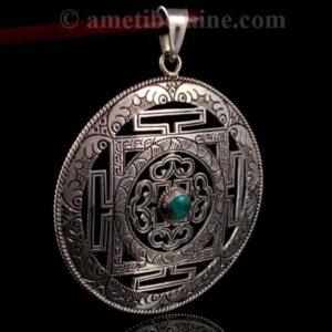 PA311 Pendentif Argent Massif Mandala Turquoise – Image 4