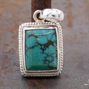 PA234 Pendentif Tibétain Argent Massif Turquoise – Image 1