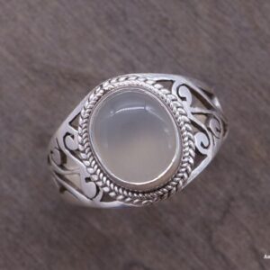 BA232 Bague Tibétaine Argent Massif Quartz. Taille 58 – Image 1