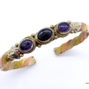 BRD247 Bracelet Tibétain Métal Argenté Cuivre Laiton – Image 4