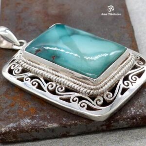 PA172 Pendentif Tibétain Argent Massif Turquoise – Image 3