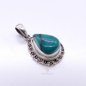 PA399 Pendentif Tibétain Argent Massif Turquoise – Image 1