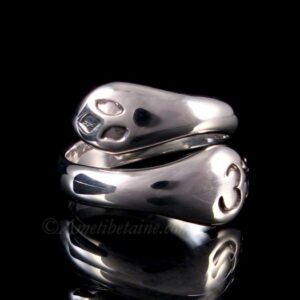 BA218 Bague Argent Massif Serpent Om – Image 2