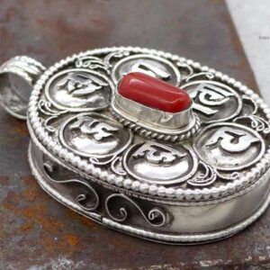 PA390 Pendentif Argent Massif Ghau Mantra Tibétain – Image 2