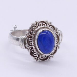BA196 Bague Tibétaine Argent Massif Lapis Lazuli. Taille 60 – Image 3