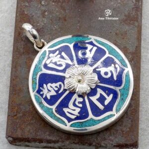 PA95 Pendentif Argent Massif Mantra Tibétain Om Mani Padme Hum – Image 6