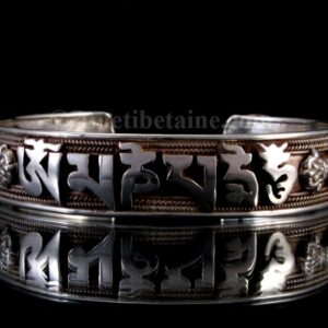 BRA49. Bracelet Tibétain Argent Massif Mantra Bouddhiste – Image 1