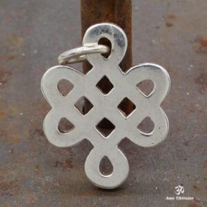PA45 Pendentif Argent Massif Nœud Sans Fin Signes Auspicieux – Image 1