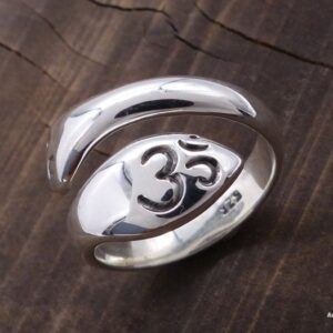 BA218 Bague Argent Massif Serpent Om – Image 5