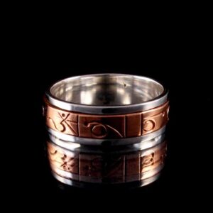 BA152 Bague Argent Massif Cuivre Mantra Dorje Vajra – Image 4