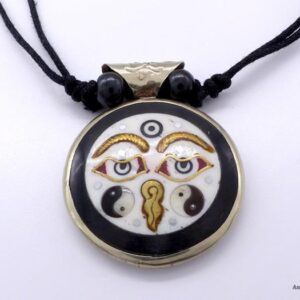 CD182 Collier Tibétain Yeux de Bouddha Om – Image 1