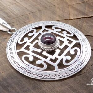 PA316 Pendentif Argent Massif Mandala Grenat – Image 2