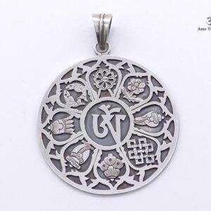 PA09 Pendentif Argent Massif Om Astamangala – Image 4