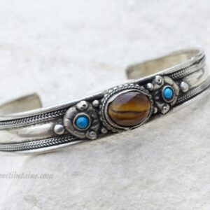 BRD354 Bracelet Tibétain Métal Argenté – Image 2