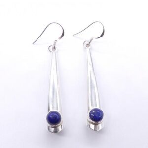 BdOA103 Boucles d’Oreille Tibétaines Argent Massif Lapis Lazuli – Image 1