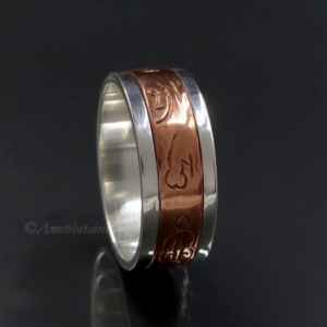 BA199 Bague Argent Massif Cuivre Mantra Dorje Vajra – Image 4