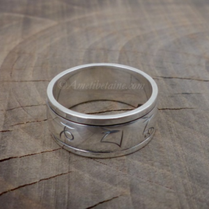 BA253. Bague Argent Massif Mantra Tibétain Om Mani Padme Hum – Image 2