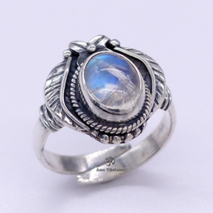 BA292 Bague Tibétaine Argent Massif Labradorite. Taille Réglable – Image 2