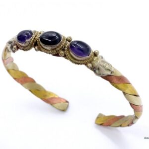BRD247 Bracelet Tibétain Métal Argenté Cuivre Laiton – Image 5