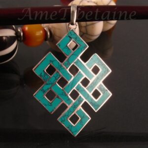 PA57 Pendentif Argent Massif Nœud Sans Fin Signes Auspicieux – Image 1