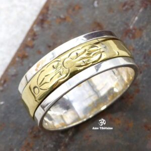 BA266. Bague Argent Massif Laiton Mantra Dorje Vajra – Image 2