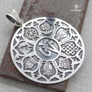 PA09 Pendentif Argent Massif Om Astamangala – Image 2