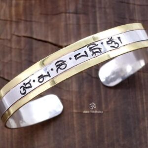 BRA87. Bracelet Tibétain Argent Massif Laiton Mantra Bouddhiste – Image 6