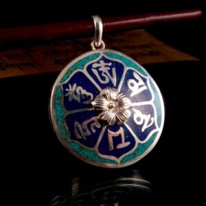 PA95 Pendentif Argent Massif Mantra Tibétain Om Mani Padme Hum – Image 1