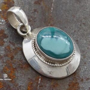 PA332 Pendentif Tibétain Argent Massif Turquoise – Image 5