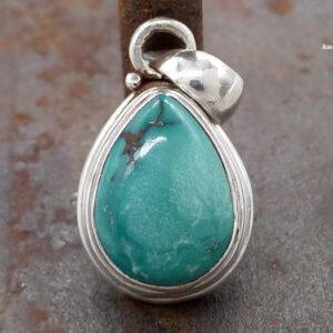 PA271 Pendentif Tibétain Argent Massif Turquoise – Image 1