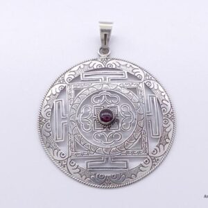 PA161 Pendentif Argent Massif Mandala Grenat – Image 3