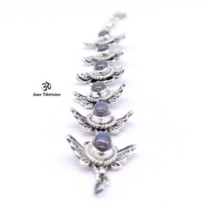 BRA84. Bracelet Tibétain Argent Massif Papillon Labradorite – Image 3