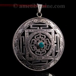 PA311 Pendentif Argent Massif Mandala Turquoise – Image 3
